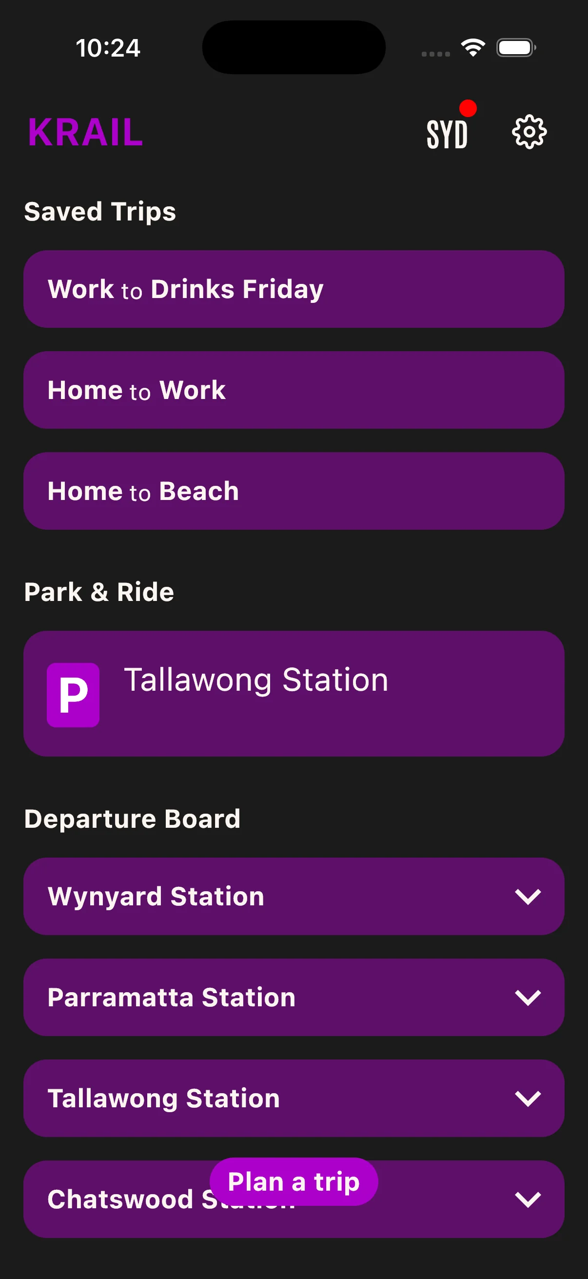 KRAIL · dark mode for the 6am commute